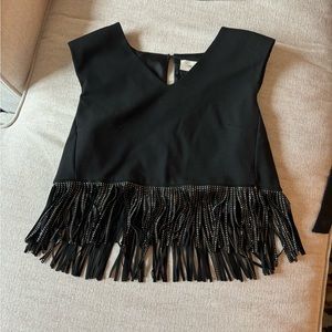 Sparkly fringed top with light padded shoulders